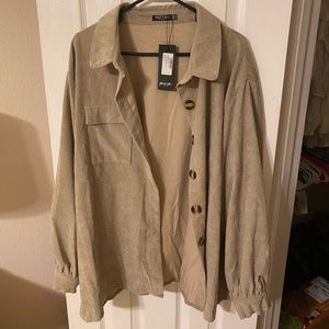Nasty Gal Tan corduroy shirt/jacket SZ 16- oversized fit